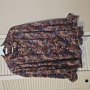 Vintage Molly Bracken Women's Cream and Burgundy Shirt. Sz.M.      B1z